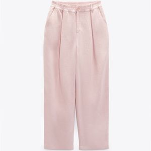 Zara Pink Rose Pants Linen Straight Leg

Size Small